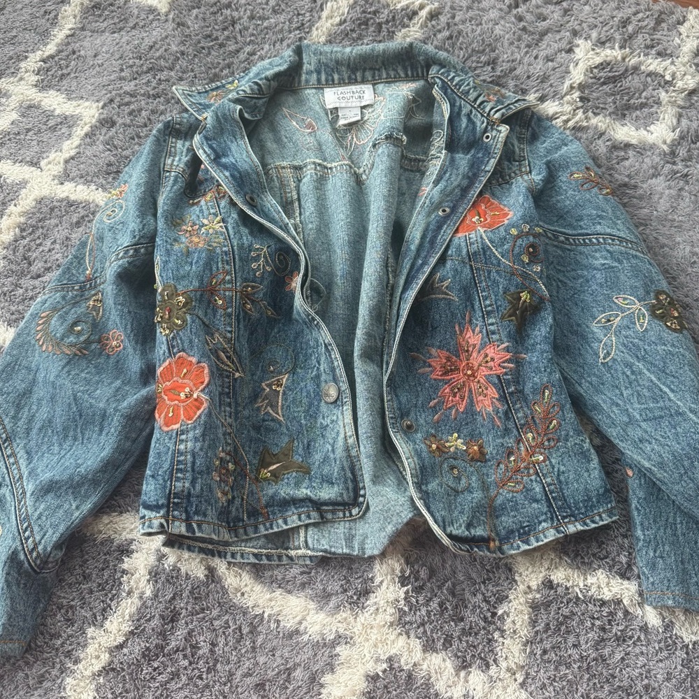 Floral Embroidered Denim Jacket